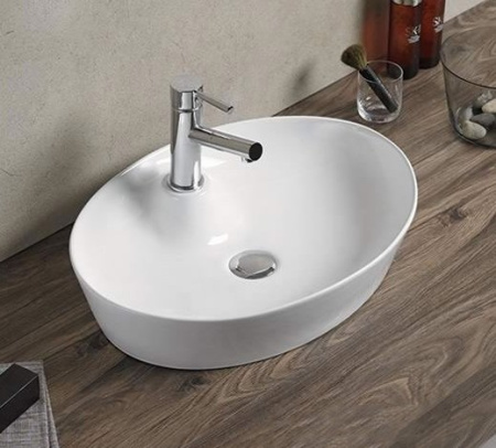 Раковина из санфаянса CeramaLux 9436 56х40 накладная цвет белый 1 отверстие под смеситель